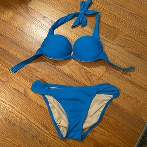Blue Victoria secret swim push up bikini